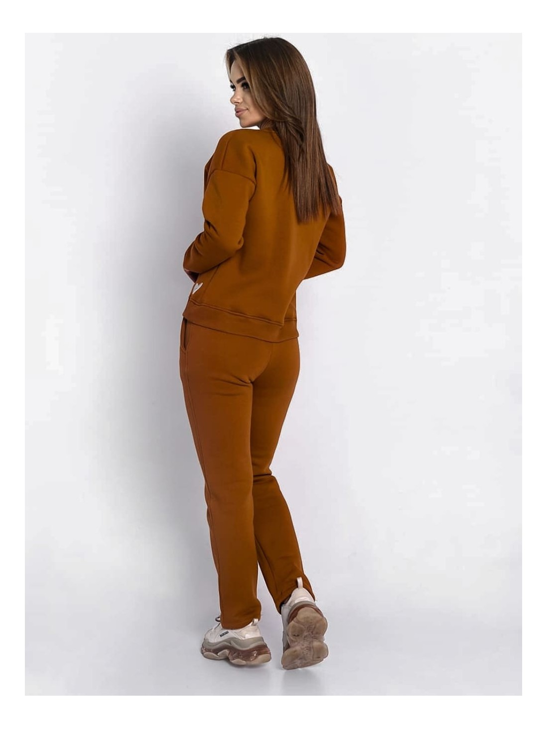 Insulated tracksuit for women sweatshirt and loose pants taba FI762